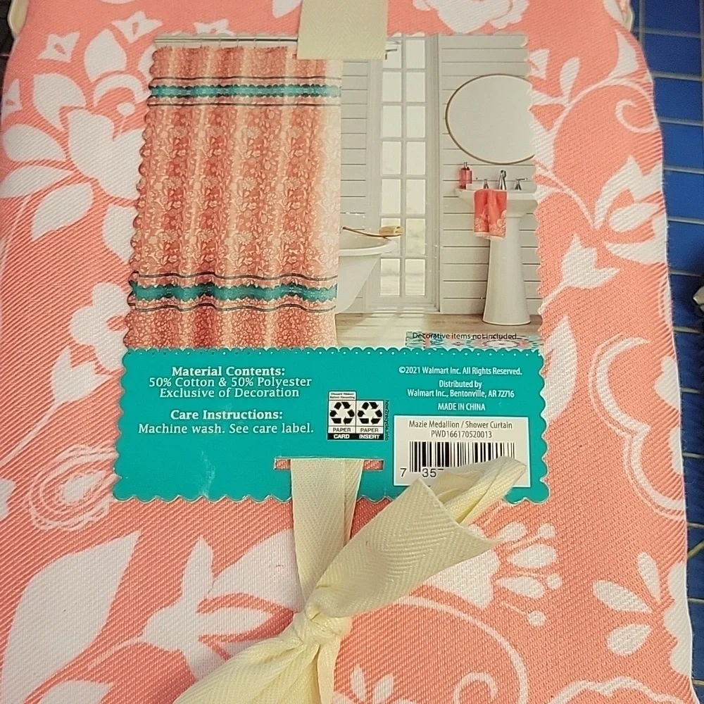 The Pioneer Woman Coral Teal Shower Curtain 72